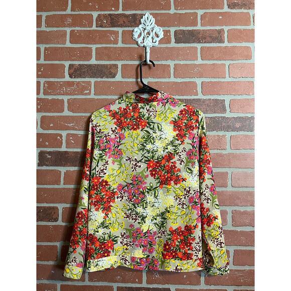 Kikit | Floral Zip Up Long Sleeve Blouse - Picture 5 of 5